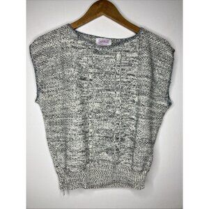 Vintage 80's Arielle Sleeveless Knit Sweater Women's Small Gray White